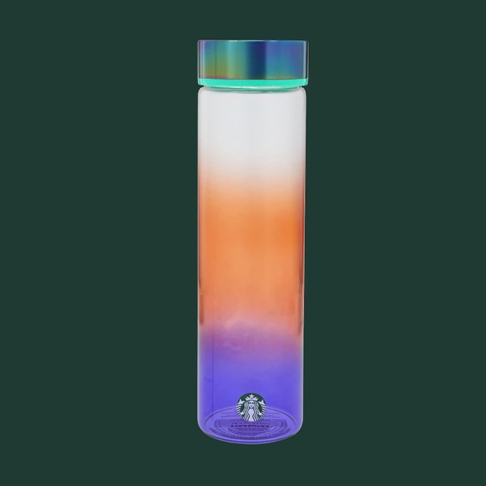 Starbucks Summer 2020 Blue Coral Ombre Glass Water Bottle - 18oz